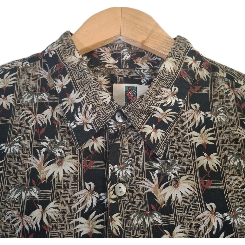 Tori Richard Hawaiian Shirt Men's XL Brown Tropical Cotton Lawn Button Up - Picture 1 of 8